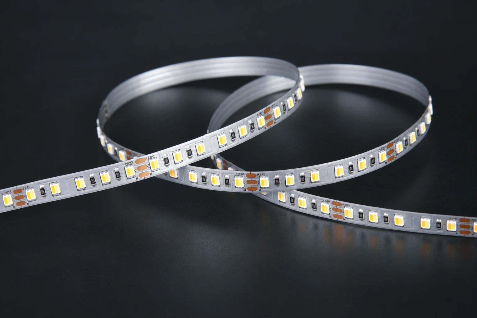 24V 8mm LED strip arranged in loops