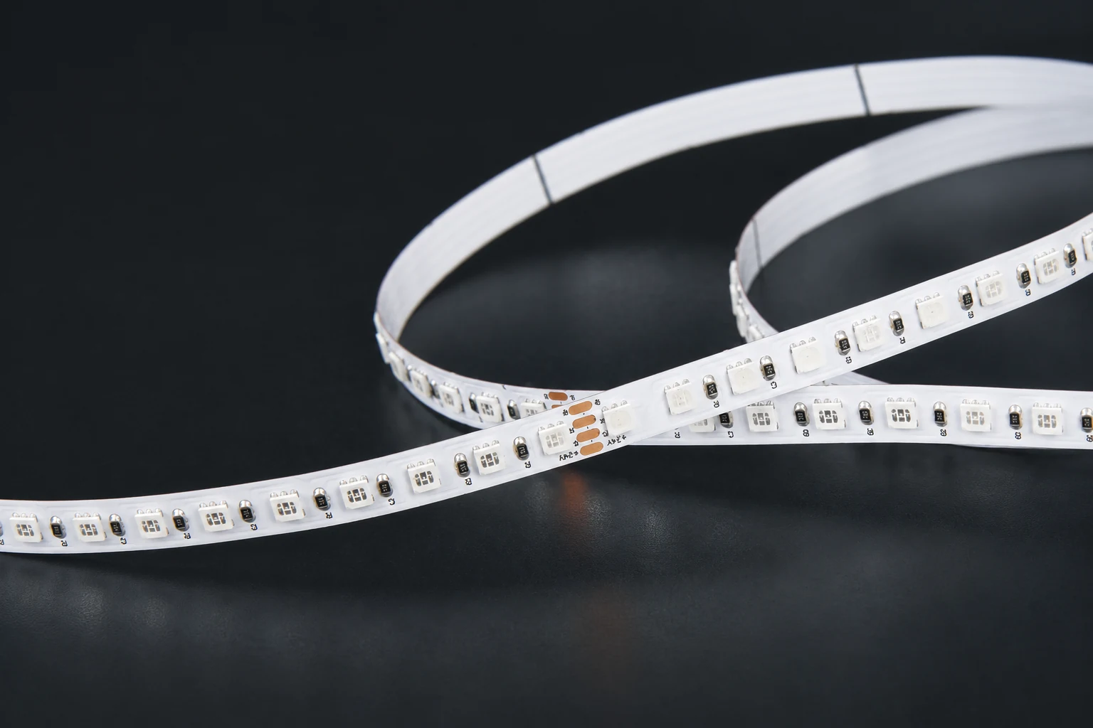 Detail of 24V 8mm RGB LED strip
